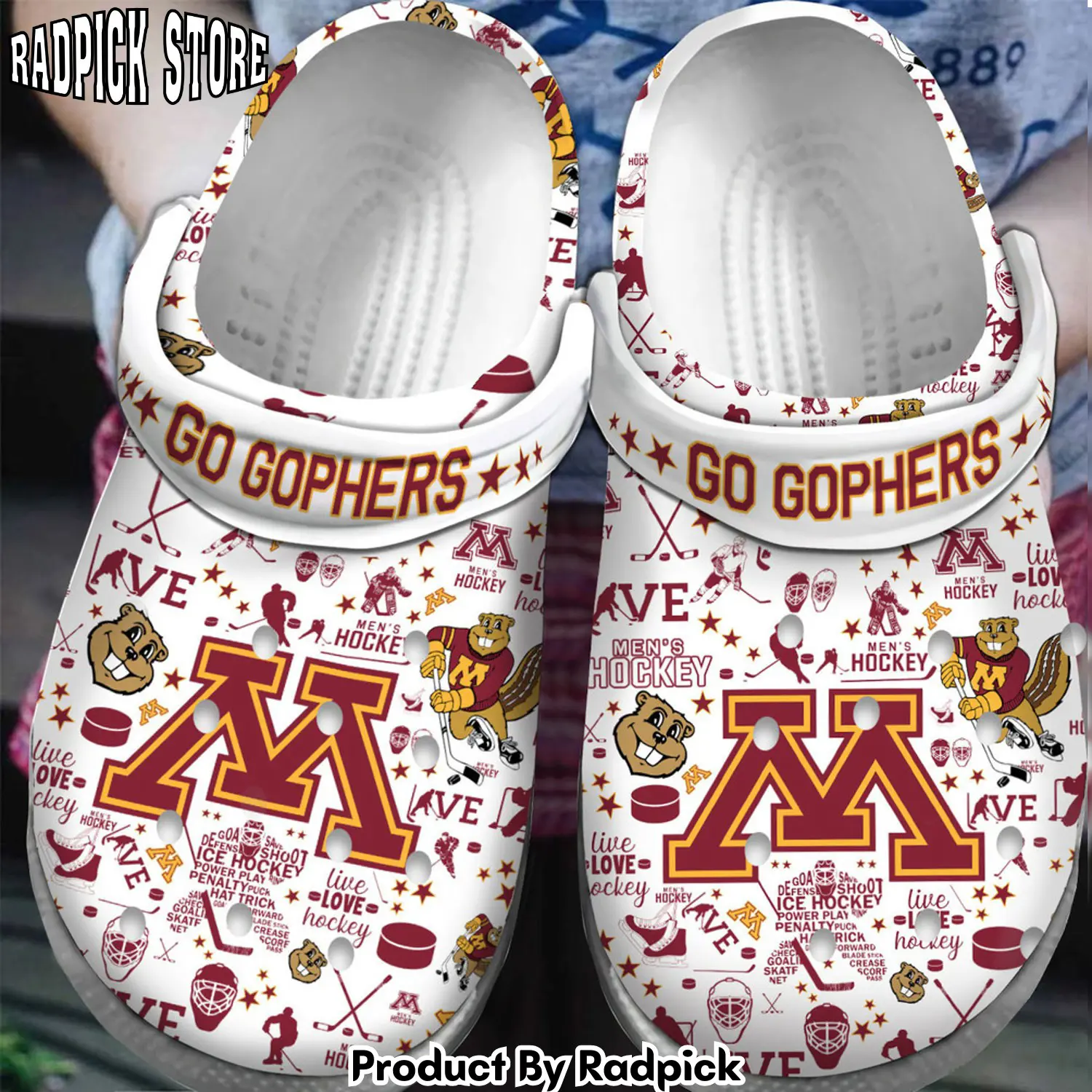 Radpick premium minnesota golden gophers nhl sport clogs shoes for men women rp6522213